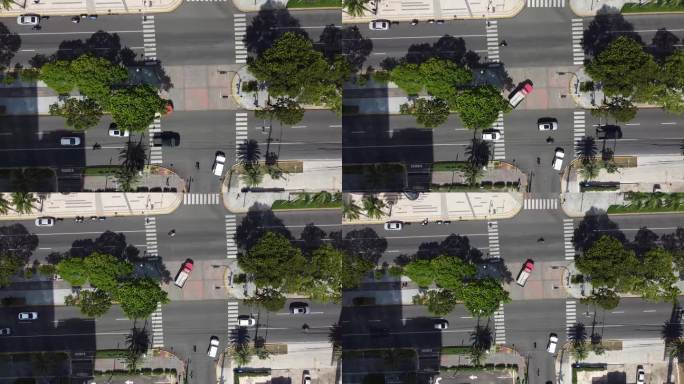 无人机在圣多明各的主要街道丘吉尔大道拍摄。