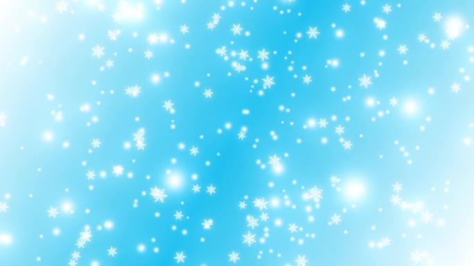 发光的雪落在浅蓝色的背景上。节日快乐，圣诞快乐，新年快乐。副本的空间。