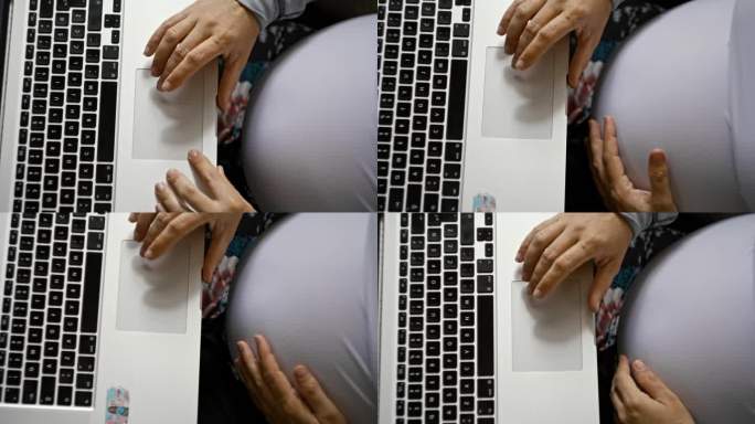 从上图看，一位孕妇正在使用笔记本电脑