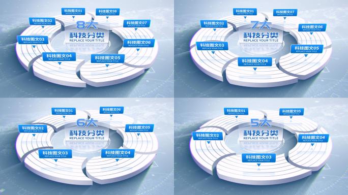 【2-8】白色饼图扇形模块分类AE模板