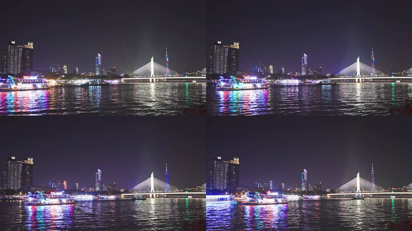 广州珠江夜景大湾区水面灯光