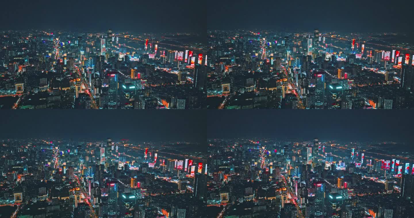 4k长沙芙蓉中路城市夜景航拍