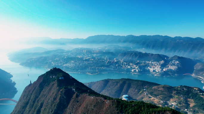 航拍巫山县小三峡文峰景区