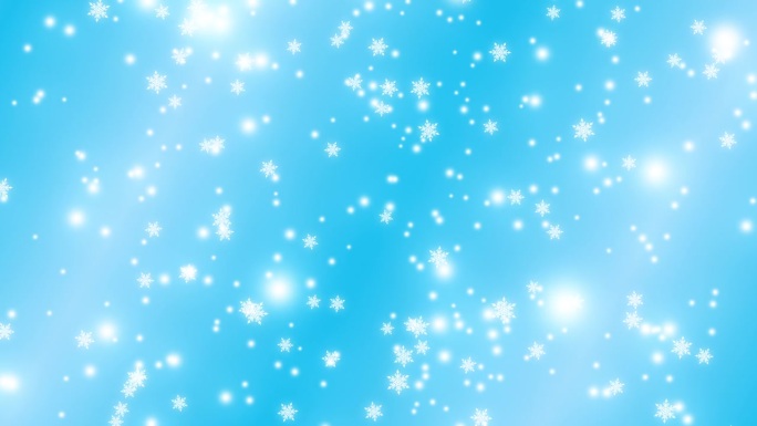 发光的雪落在浅蓝色的渐变背景。节日快乐，圣诞快乐，新年快乐。带有复制空间的抽象背景。