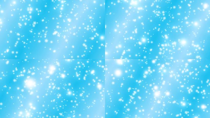 发光的雪落在浅蓝色的渐变背景。节日快乐，圣诞快乐，新年快乐。带有复制空间的抽象背景。