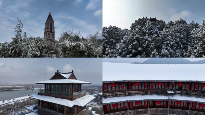 石家庄雪景合集4K素材