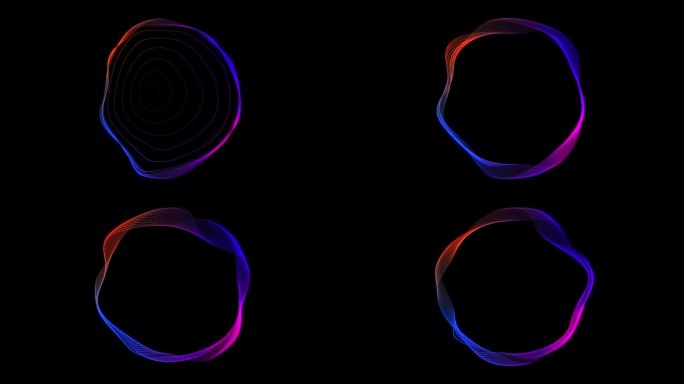 彩色梯度椭圆湍流位移动画。美2D电脑渲染4K。