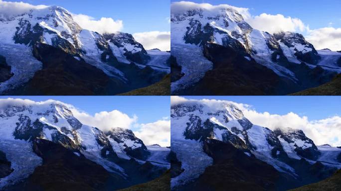 瑞士策马特冰山冰川蓝天白云