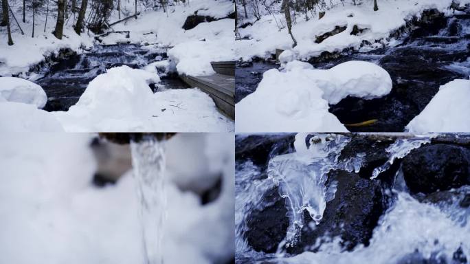 冬季冰雪覆盖的长白山下第一泉百涌泉空镜1