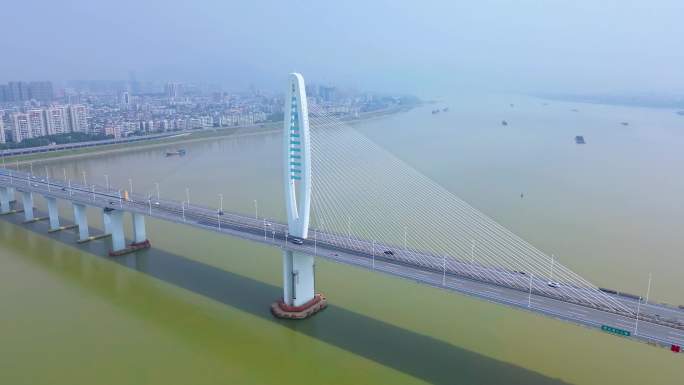 4K航拍短片.肇庆阅江大桥和崇禧塔