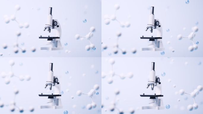 显微镜与生物分子背景3D渲染