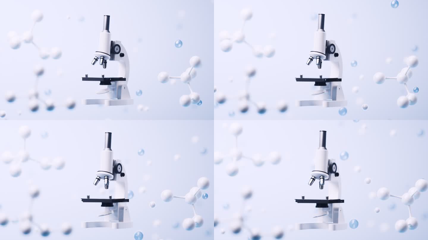 显微镜与生物分子背景3D渲染