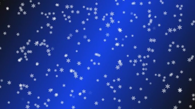 白色的雪花在蓝色的背景上从上到下缓缓落下。圣诞快乐，新年快乐，节日快乐。