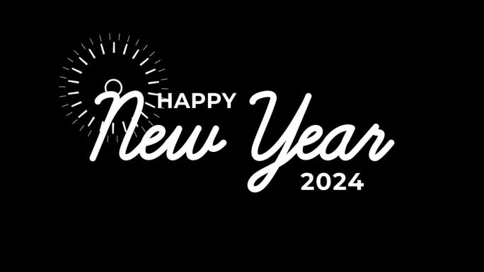 新年快乐2024文本动画在豪华金色。适合明信片，海报，横幅，新年快乐庆祝世界各地。2024年新年快乐