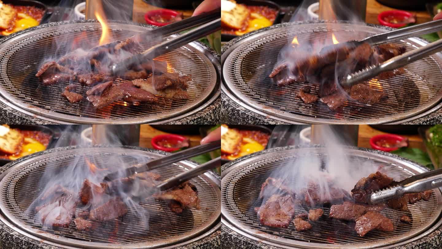 烤肉 韩式烤肉冒火