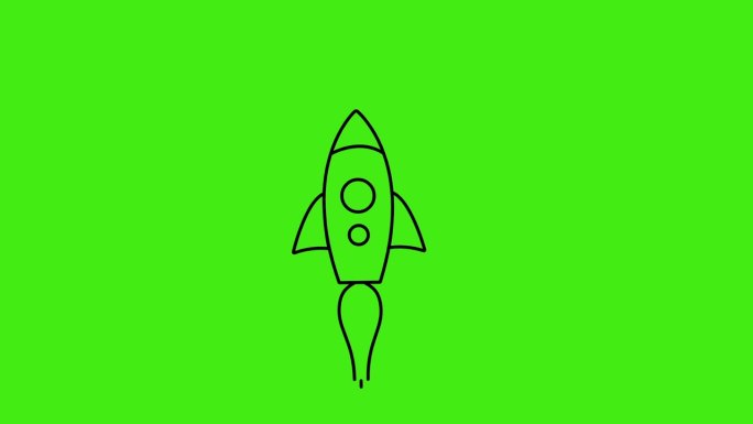 火箭发射排气绿屏背景。4 k动画。