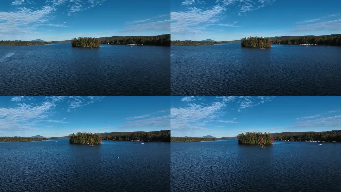 平静的蓝山湖在纽约，美国-空中无人机拍摄。