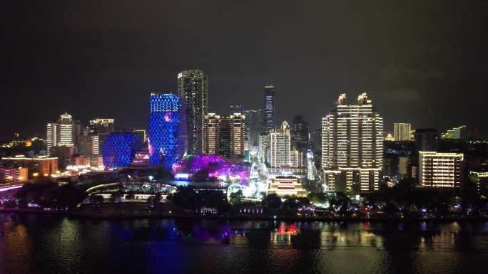 柳州城市夜景灯光航拍