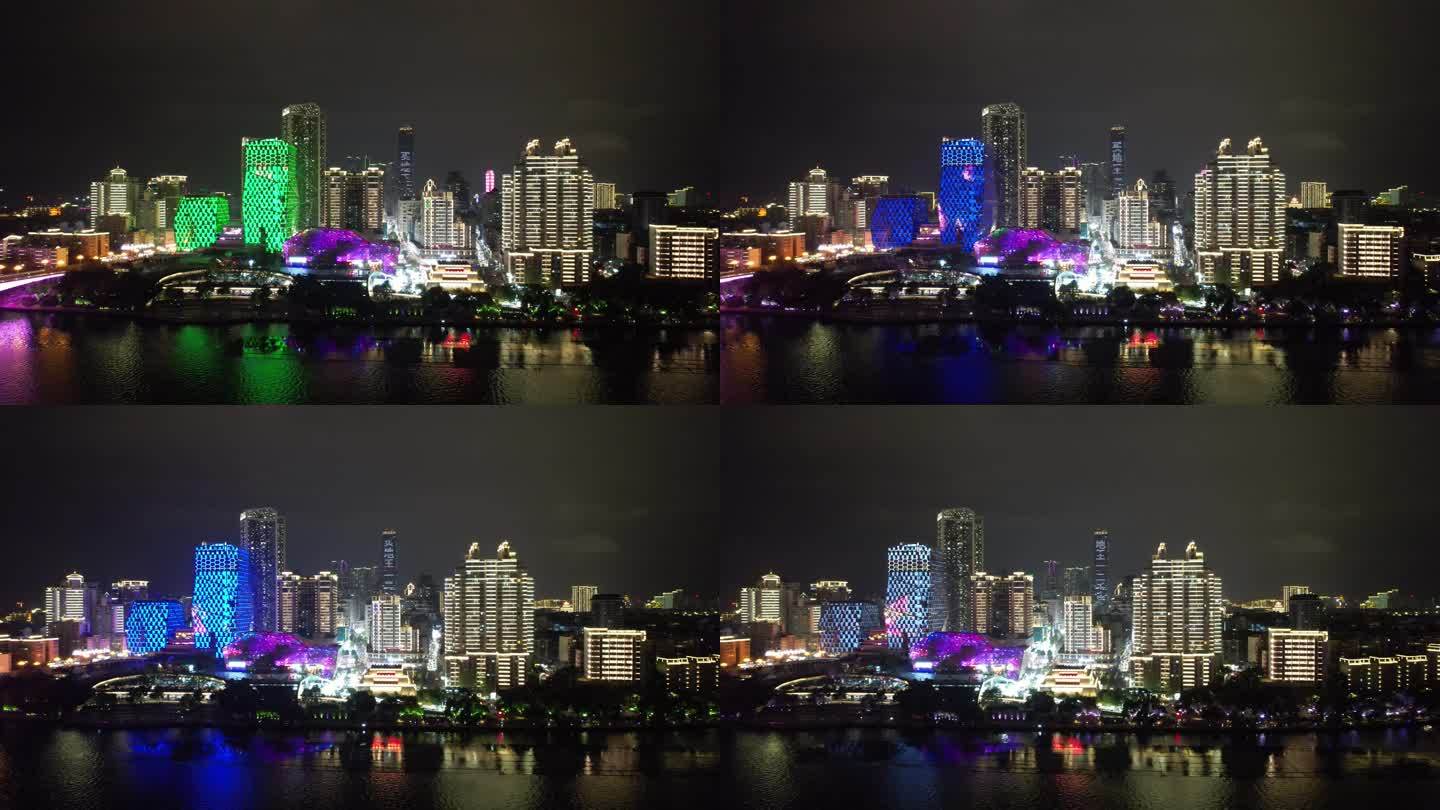 柳州城市夜景灯光航拍