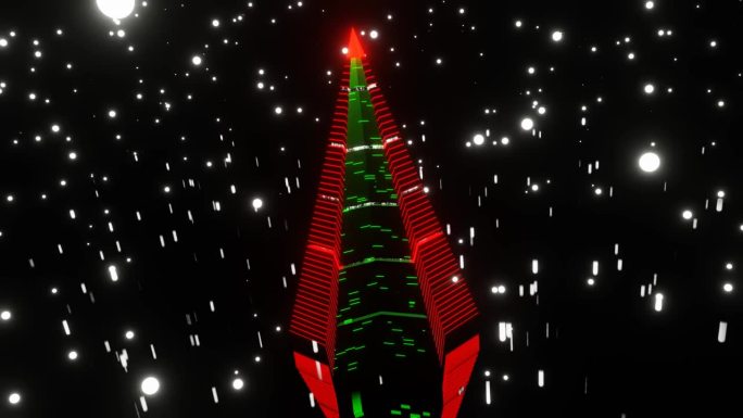 绿色和红色赛博朋克圣诞树背景VJ循环在4K