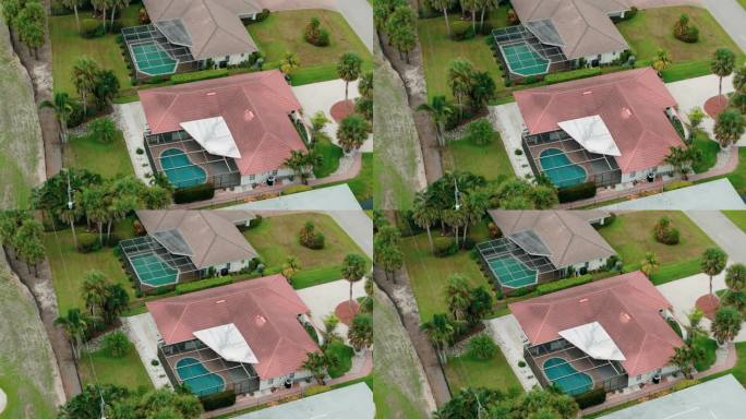 上图是佛罗里达房子里泳池和阳台上的屏风
