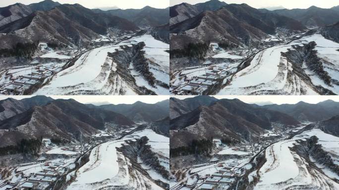 4K航拍雪后大山 土地 北方雪景