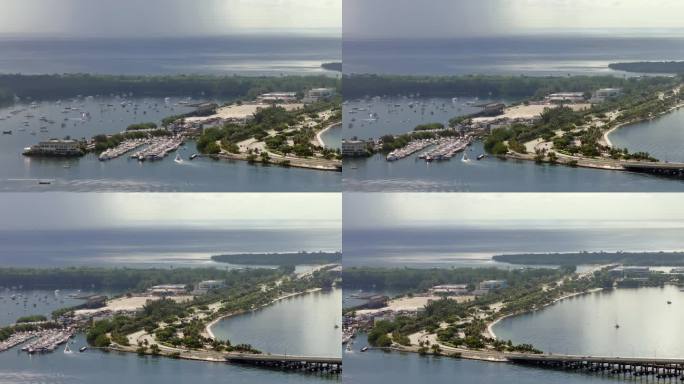 航拍7倍变焦长焦视频迈阿密关键比斯坎湾平移