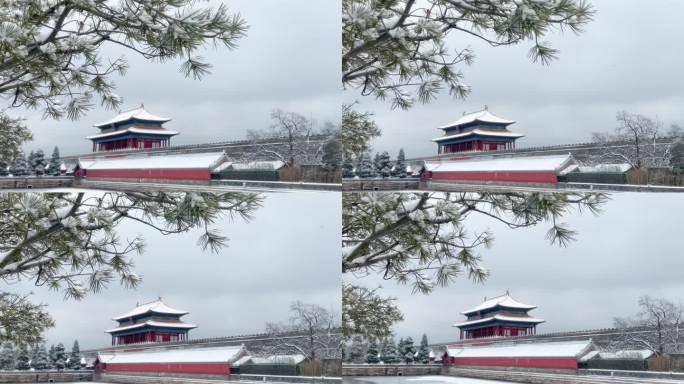 北京故宫神武门雪景