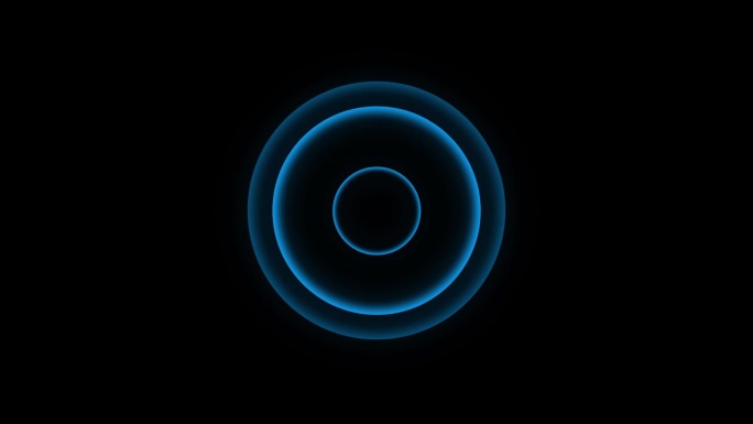 alpha通道中的光圆蓝色波抽象环路。平滑发光圈的波扩散和扩散效果。广播和音乐音频效果
