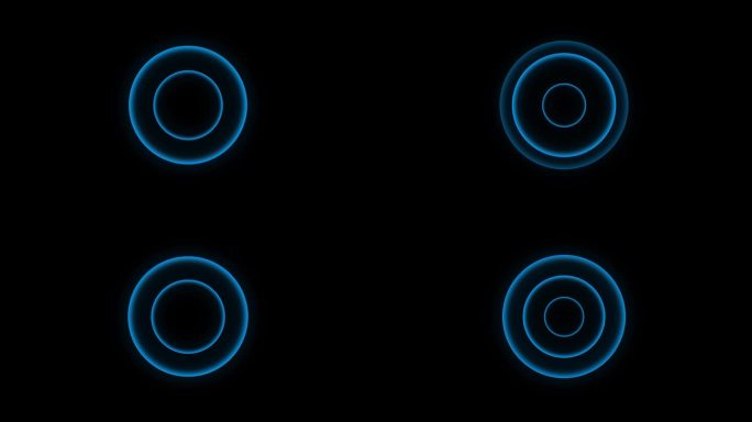 alpha通道中的光圆蓝色波抽象环路。平滑发光圈的波扩散和扩散效果。广播和音乐音频效果