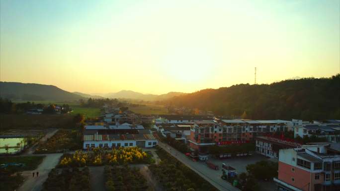 绵阳江油大康镇星火村夕阳航拍美景4k