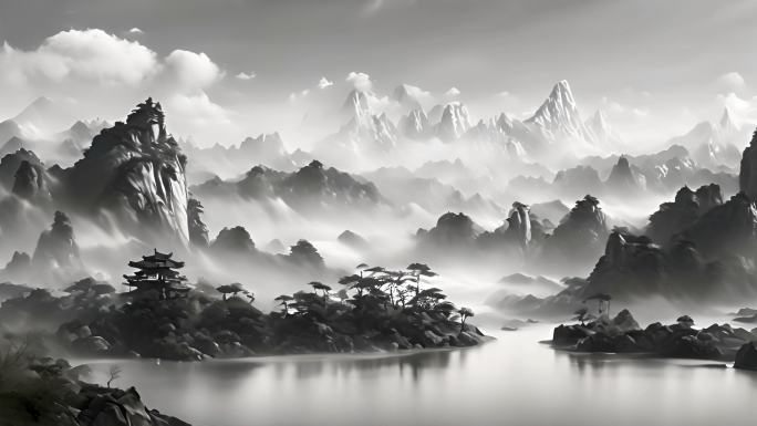 简约意境中国风山水画背景