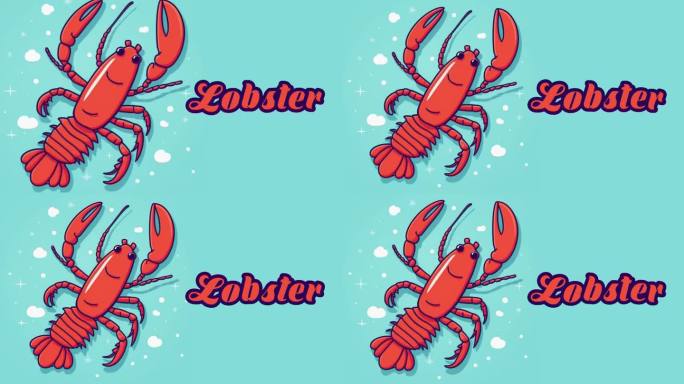 教育动画介绍动物的名字，龙虾动物4k分辨率。