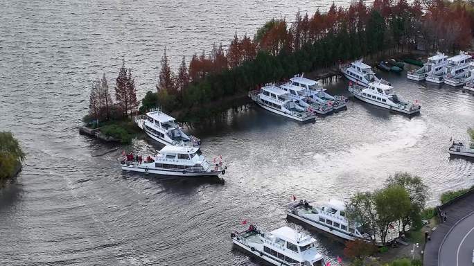 航拍云南大理下鸡邑村洱海沿岸风光