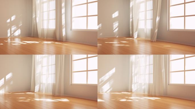 室内空房间与窗户光影3D渲染
