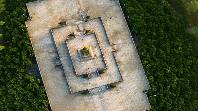 中山市孙中山故居纪念公园雕像航拍环绕延时