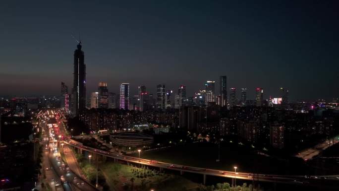 南京夜景，南京航拍