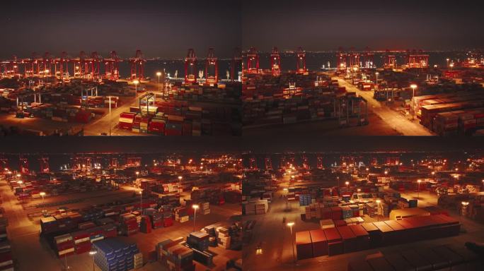 广州最大港口南沙港货运码头航拍4K视频
