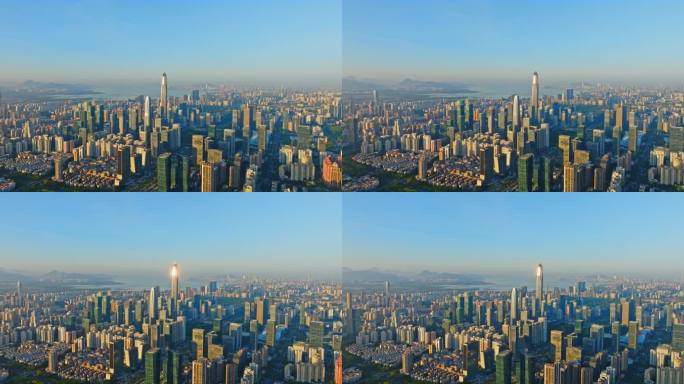 清晨阳光照在深圳城市地标