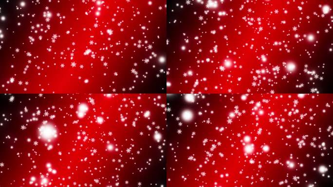 抽象背景与发光的雪落在红色的背景。节日快乐，圣诞快乐，新年快乐。副本的空间。