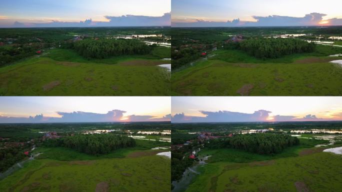 鸟瞰美丽的风景图片原始森林，Koh Kham Chanod，