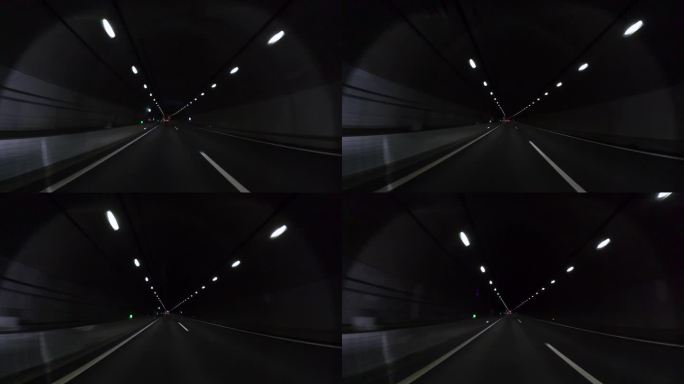 半夜开车穿过高速公路隧道