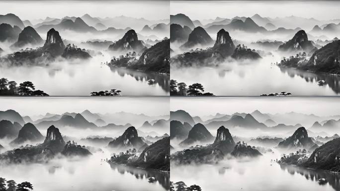 简约意境中国风山水画背景