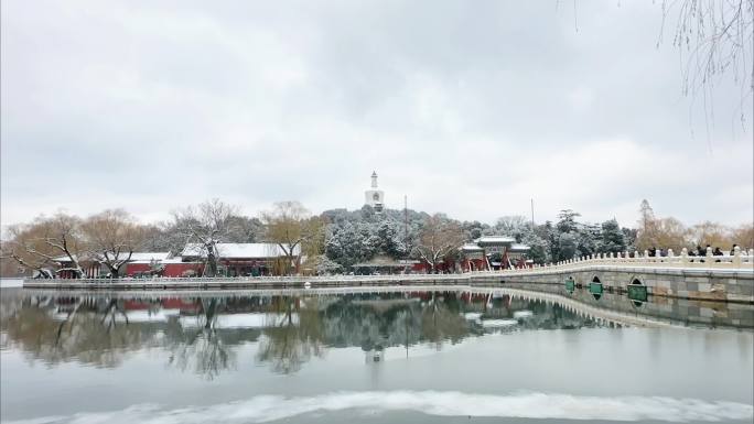 北京北海公园雪景视频