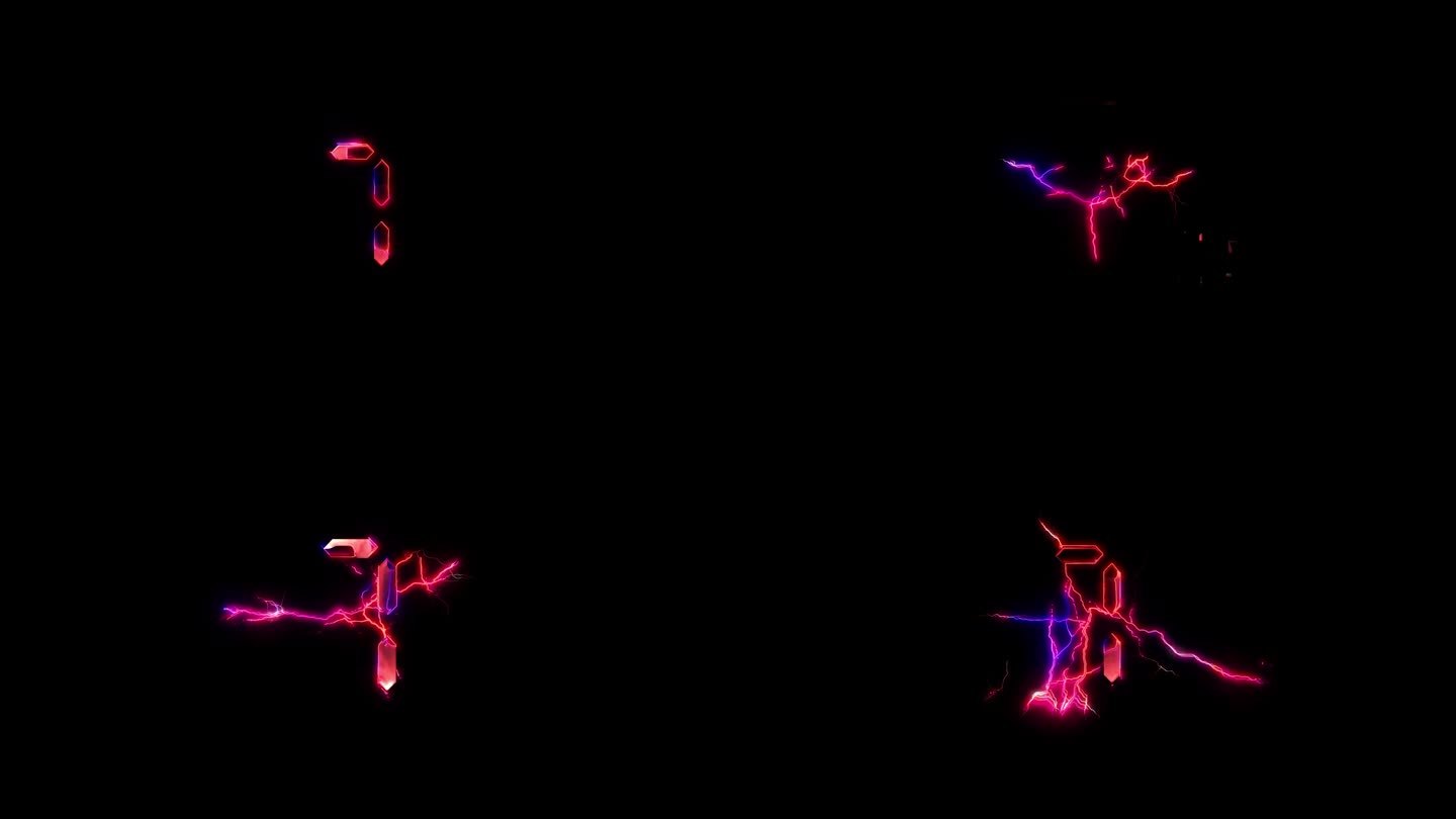 第七辉光粉红色霓虹抽象闪电故障文本动画黑色抽象背景