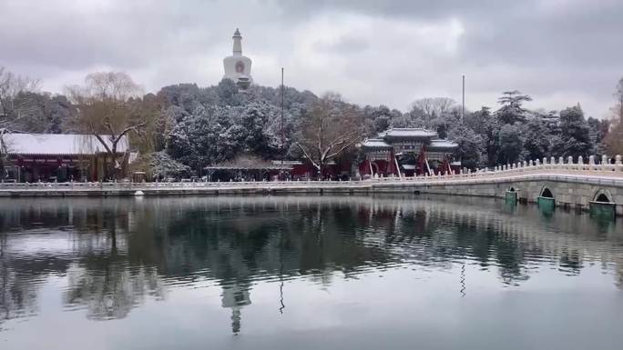 北京北海公园雪景视频