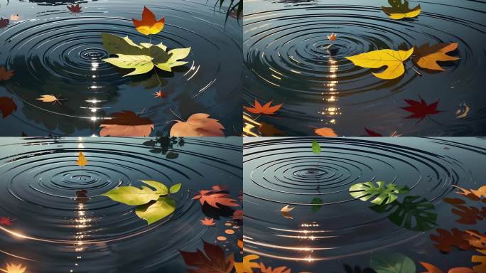 AI演绎水面枫叶动画