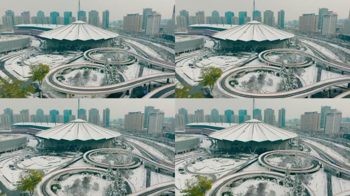 郑州会展中心雪景
