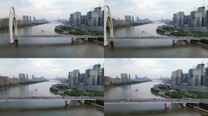 中国广州南华大桥无人机调查高峰时段交通