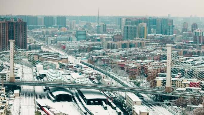 郑州京广铁路解放路立交桥雪景